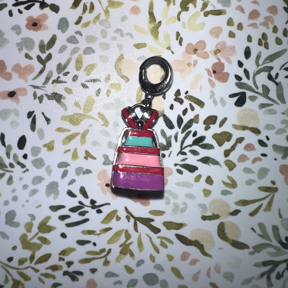 Fossil Silver Birthday Present Charm for bracelet blue red pink purple clip on